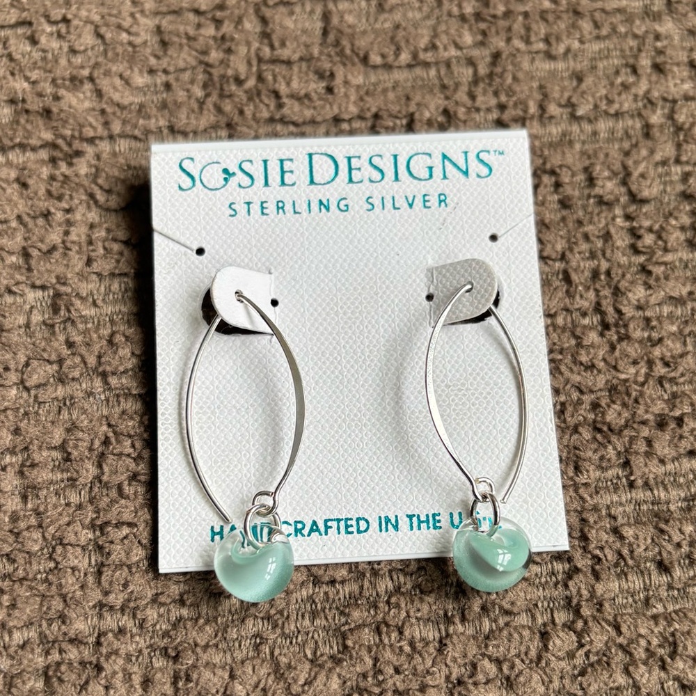 Silver Marquise Earrings in Sky Blue